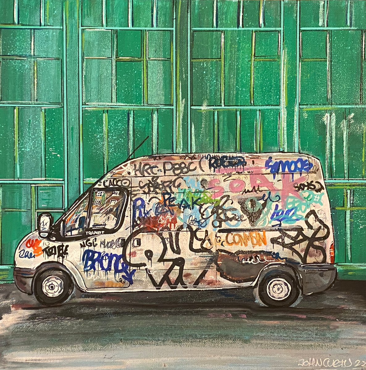 The Van - Original on canvas board by John Curtis