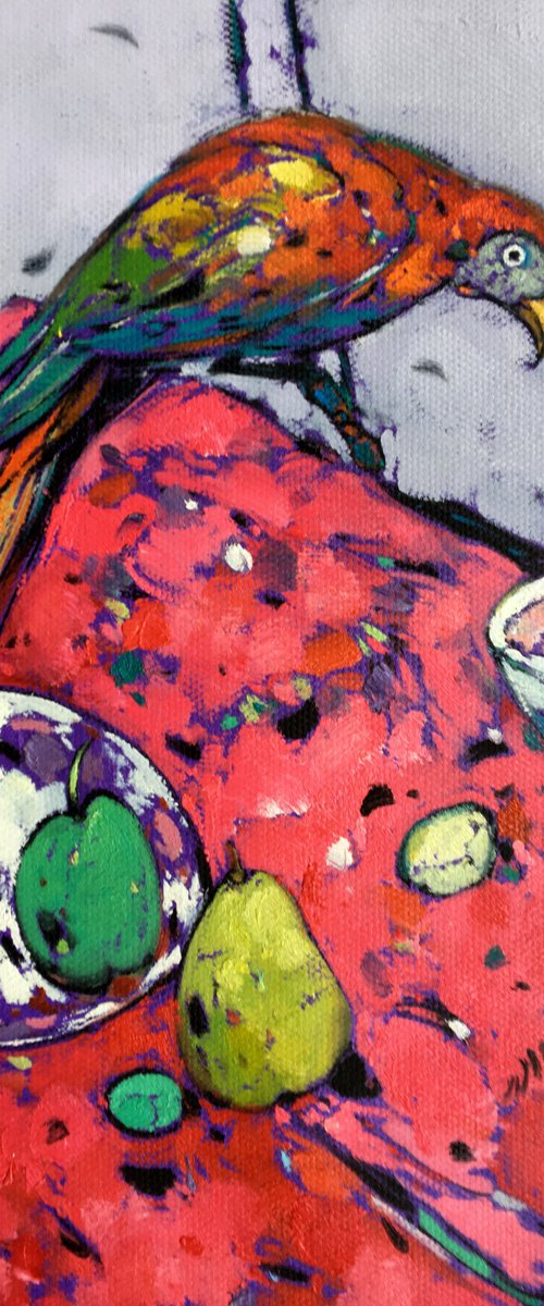 Parrot on table k010 by Kunlong Wang