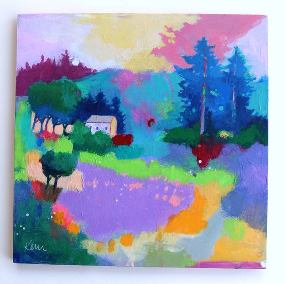 Keeping The Peace 12x12" Small Abstract Landscape Painting