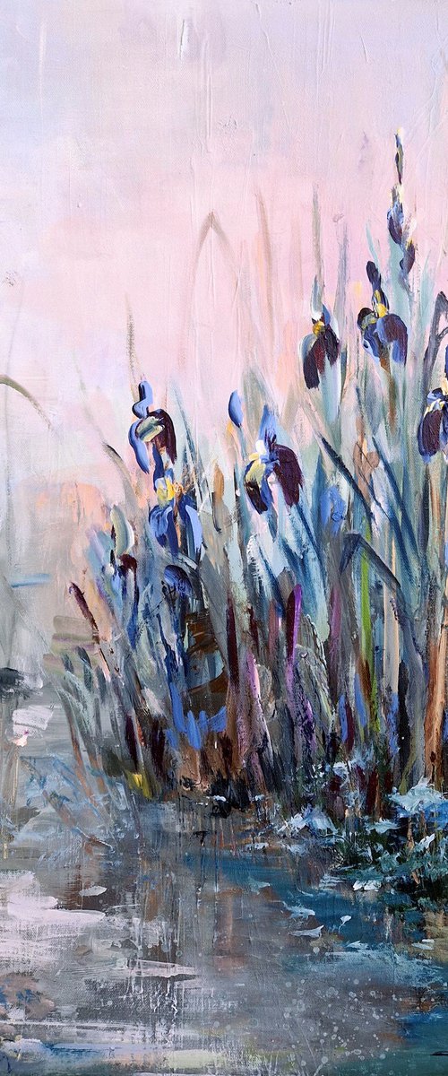 Blue Irises at Dawn by Irina Laube