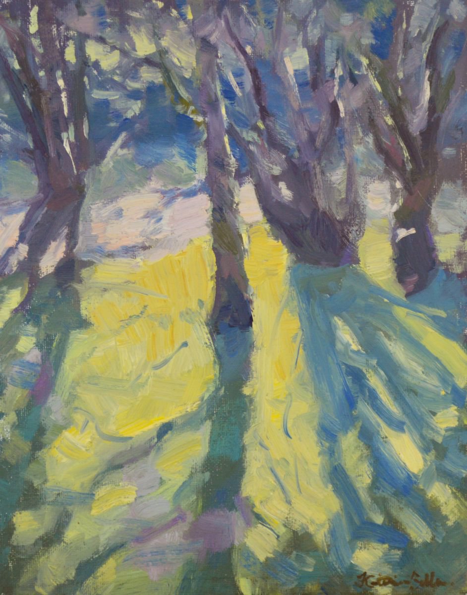 Impressionistic Landscape Oil Painting By Kristina Sellers, 8 X 10", Daybreak, Original Artwork