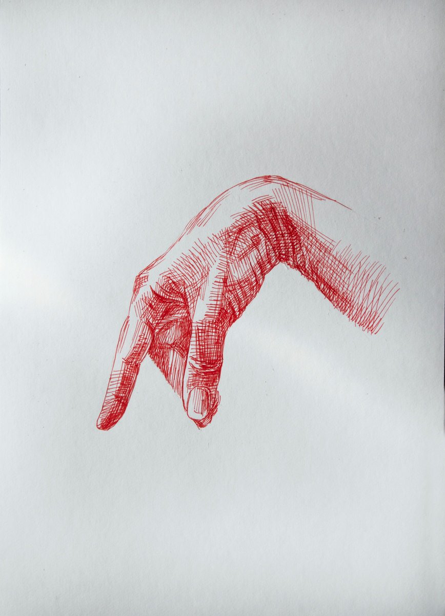 Photorealistic Portrait Drawing By Kateryna Bortsova, 9 X 13", Drawing Study Of The Hand, Original Artwork