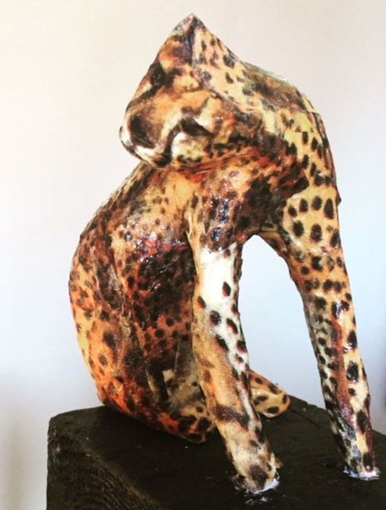 Leopard - paper mache sculpture