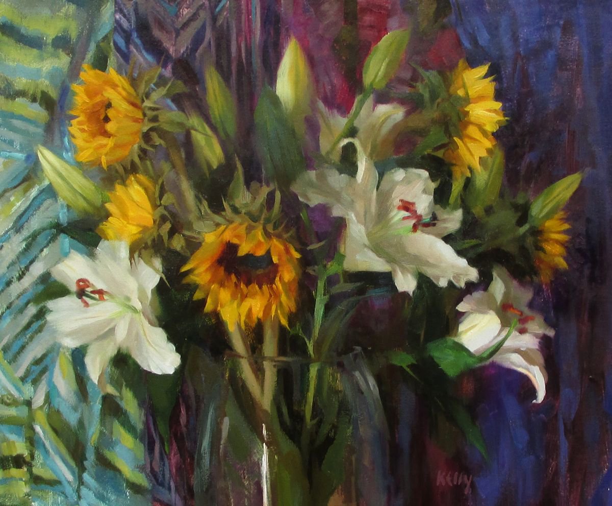 Sunflowers and Lilies by Alex Kelly