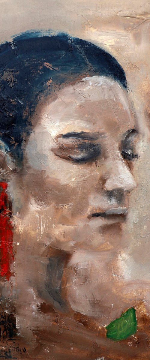 Woman Portrait painting Original on Canvas Modern Abstract by Anna Lubchik