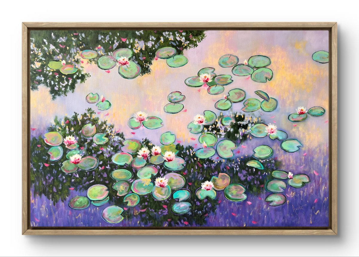 Impressionistic Landscape Acrylic Painting By Amita Dand, 35 X 24, Enchanted Summer, Original Artwork