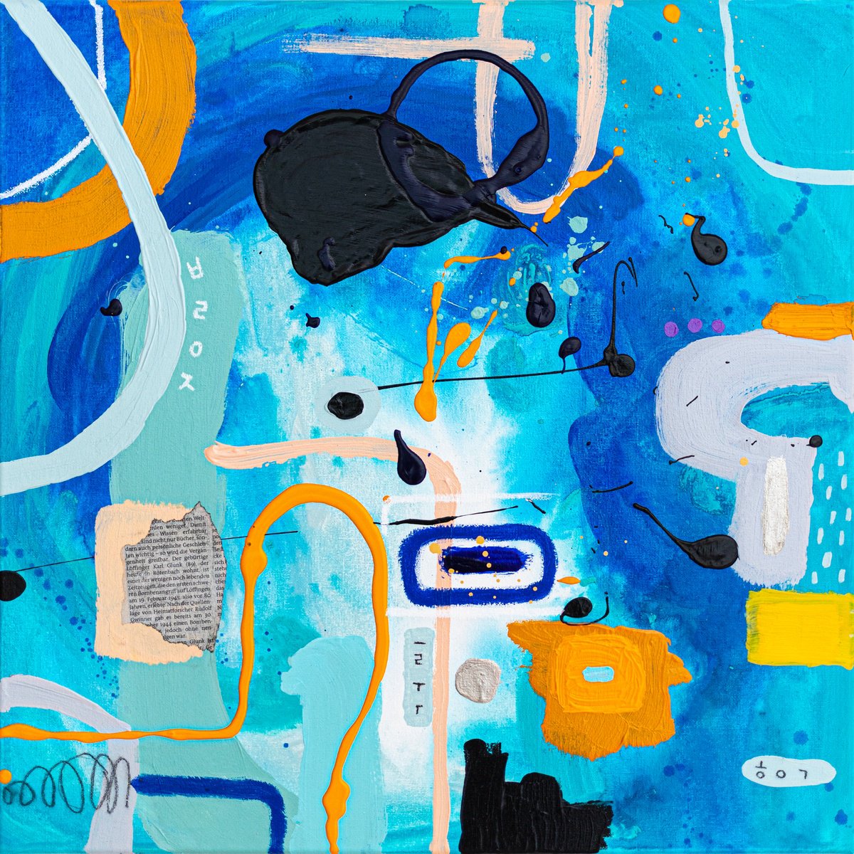 Abstract Acrylic Painting By Hyunah Kim, 21 X 21, Subcon-Blau Ii, Original Artwork