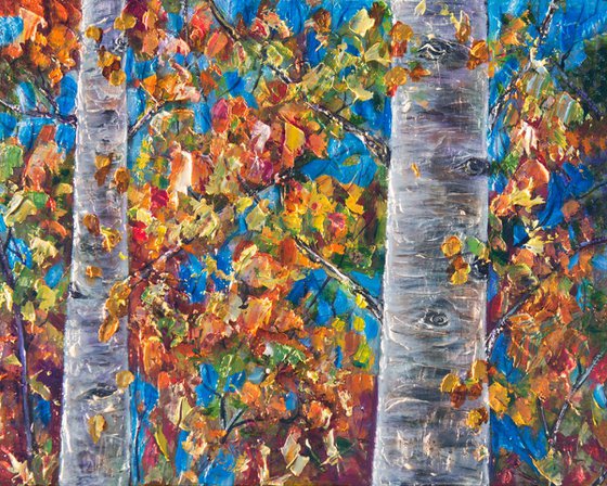 Birch Trees - 3d  panel of a Triptych 16"x20"