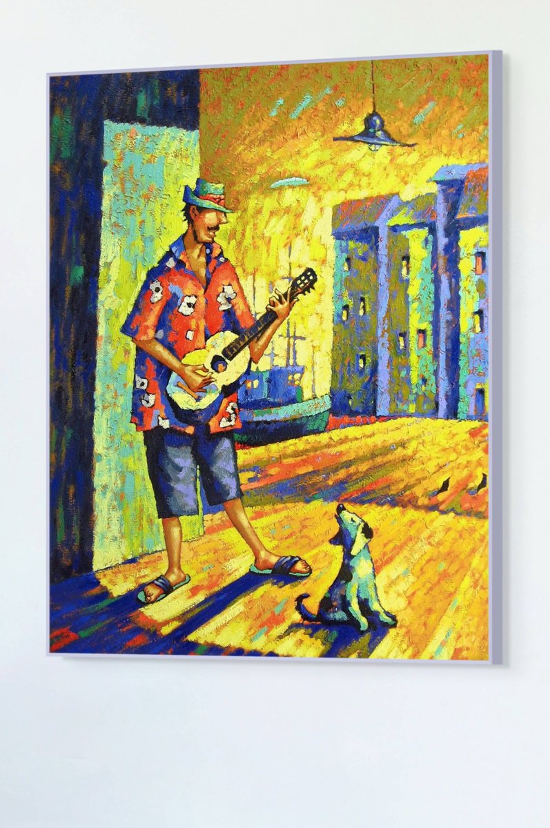 Impressionistic Portrait Oil Painting By Evgen Semenyuk, 37 X 47, Jazz For Two, Original Artwork