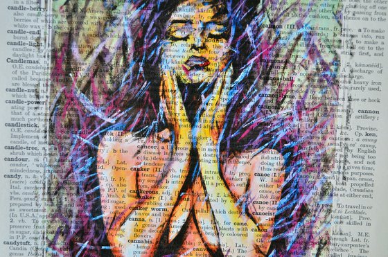 Feel The Beauty - Collage Art on Large Real English Dictionary Vintage Book Page