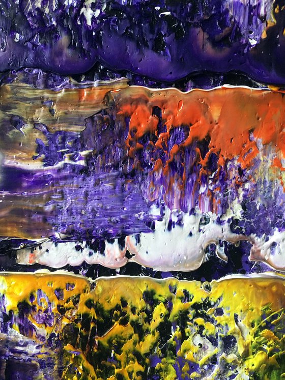 "Rock Me In Purple" - Original Large PMS Oil Painting On Canvas - 36 x 18 inches