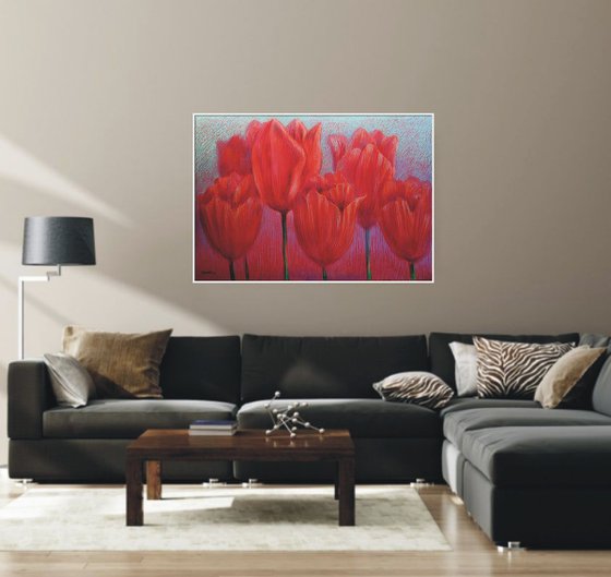 Red Tulips on Red