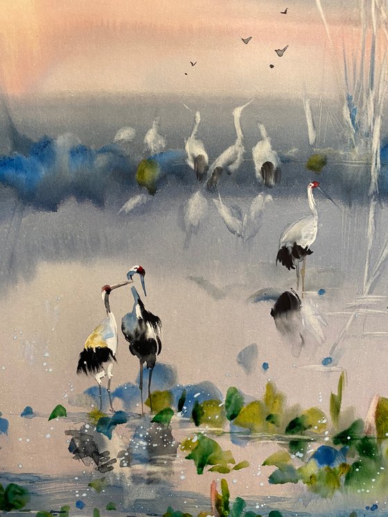 Sold Watercolor “Twilight meeting” perfect gift