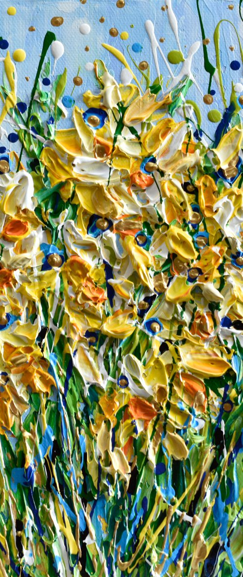 Daffodils - Original Floral Painting, Impasto Palette Knife Artwork by Olga Tkachyk