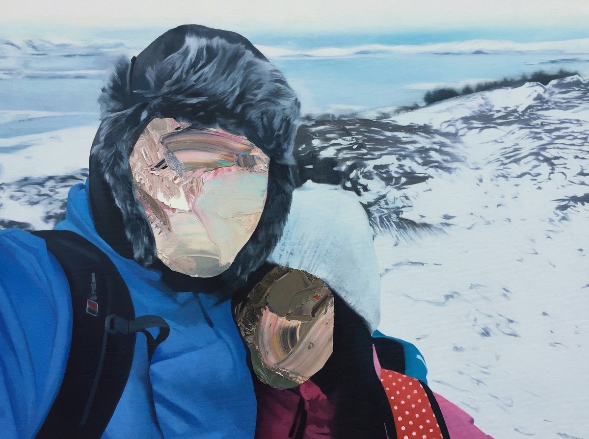 Expressive Portrait Oil Painting By Andrew Newton, 33 X 25, Just Another Selfie, Original Artwork