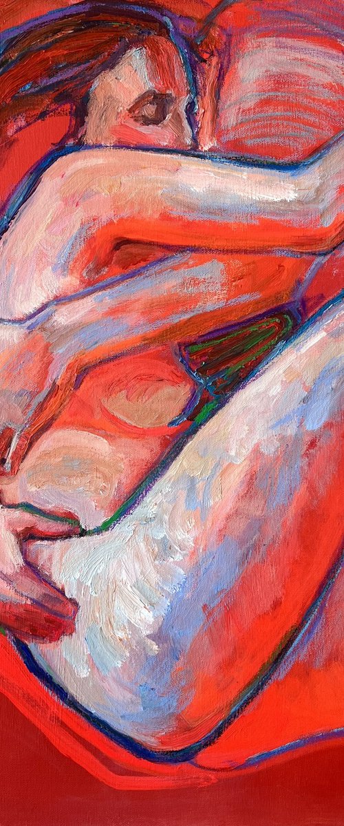 Red lines, hugs by Yuliia Levytska