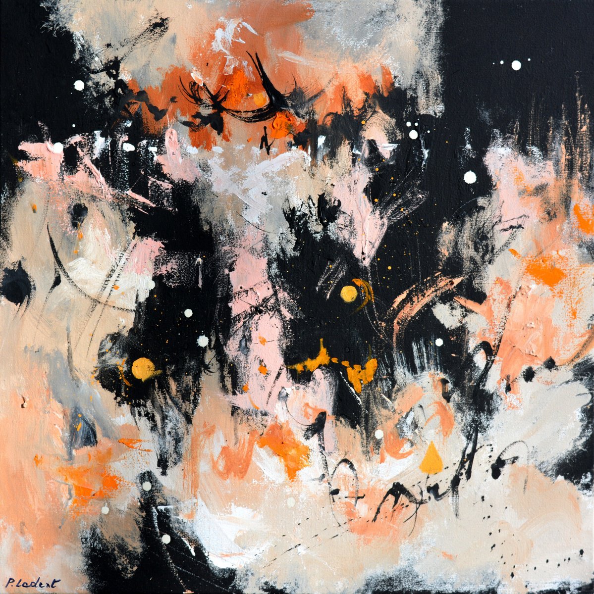 Abstract Oil Painting By Pol Henry Ledent, 28 X 28", The Victory Of Spartacus, Original Artwork