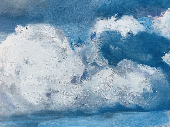 Clouds, boat  and water