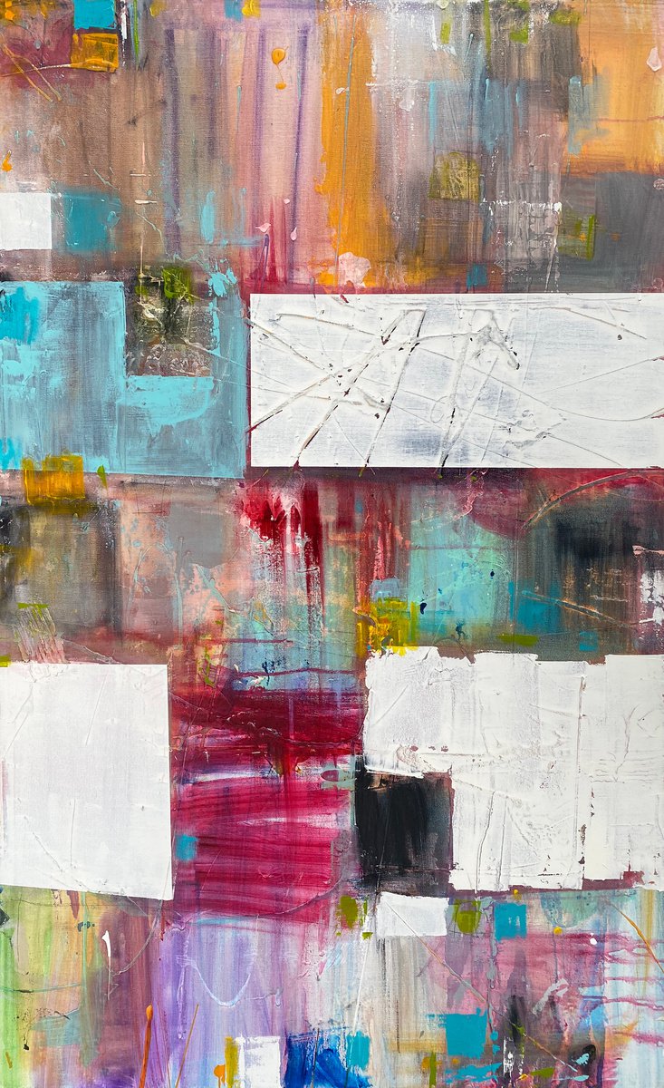 Abstract Painting By Jason Forcier, 30 X 48, Bits & Pieces, Original Artwork