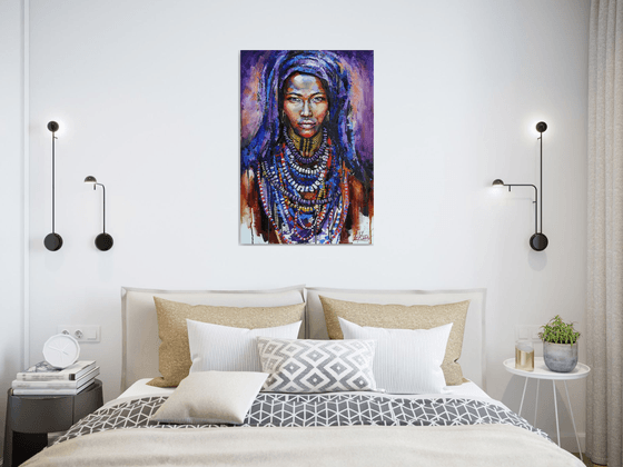 Oriental tale - abstract woman portrait, oil original artwork