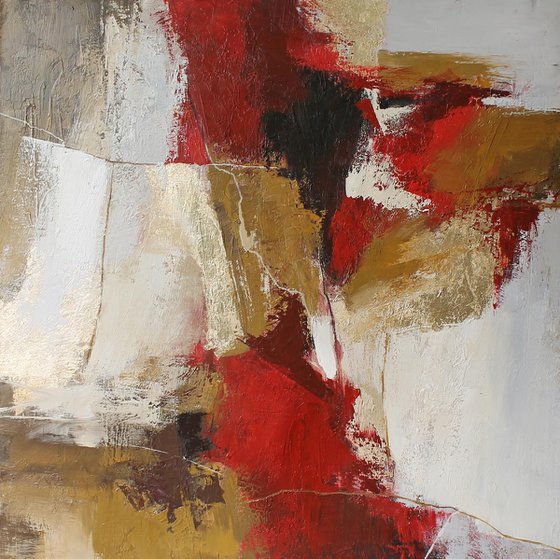 "Florid" Burgundy gold abstract art