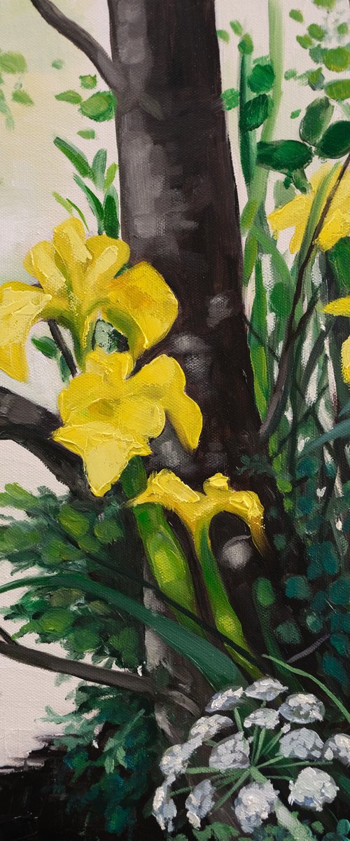 Yellow Iris on the waters edge by Kerry Lisa Davies