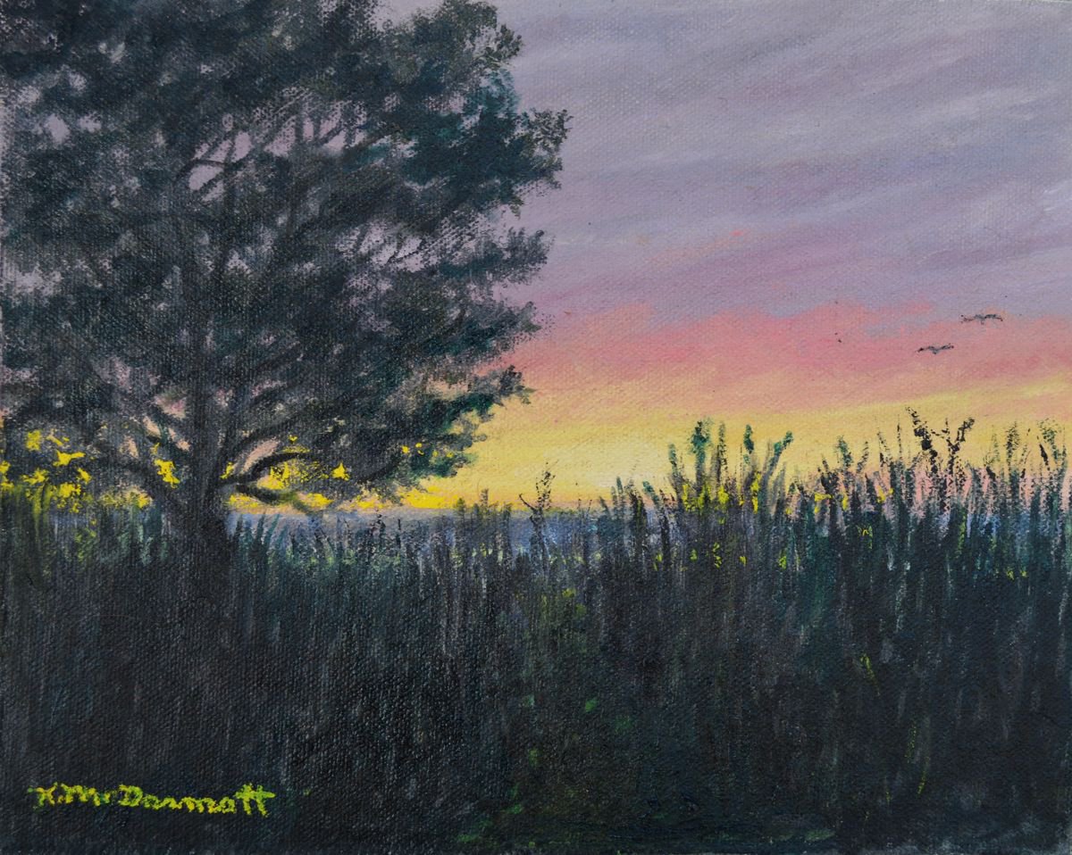 Impressionistic Landscape Oil Painting By Kathleen Mcdermott, 10 X 8", Approach To The Sea, Original Artwork