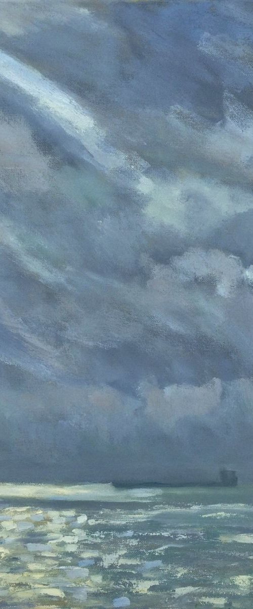 Clouds, Light And A Cargo Ship by Nikki Wheeler