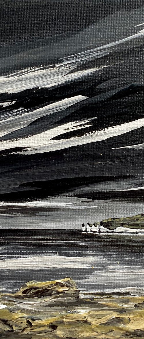 Black and White Sky over Old Harry Rocks by Marja Brown