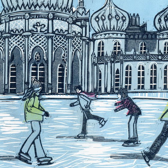 The Royal Pavilion Ice Rink, Brighton. Large Limited Edition linocut No.7