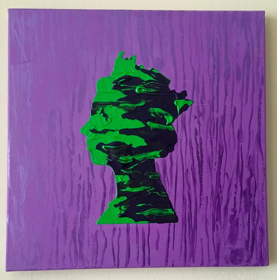 Queen #73 on purple, marble pattern PAINTING INSPIRED BY QUEEN ELIZABETH PORTRAIT