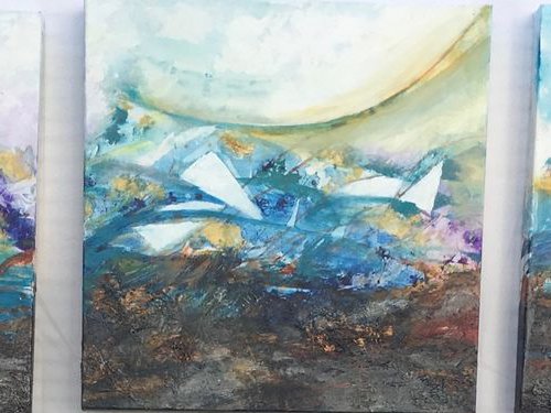 Turbulent Seas, triptych by Rita Schwab