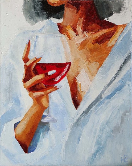 Girl with a glass of wine