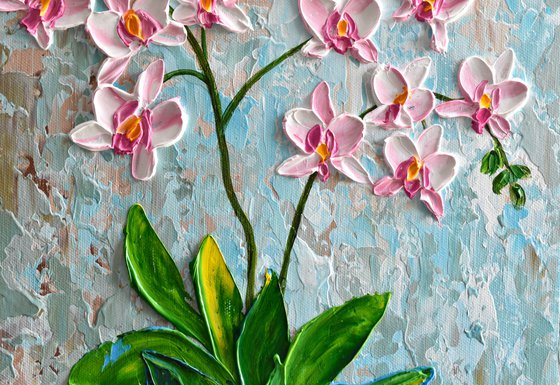 Pink Orchid IV - Impasto Flowers