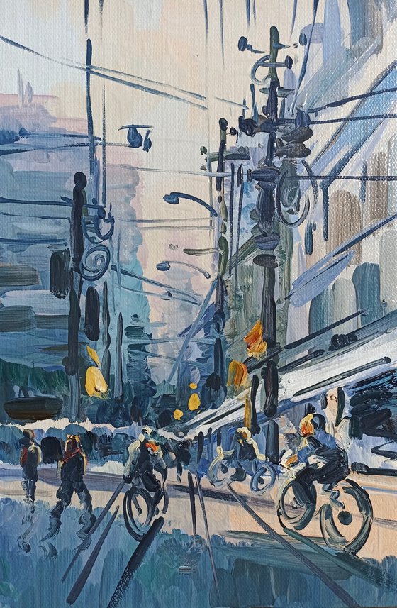 Modern cityscape - 4 (20x30cm, oil painting, ready to hang)