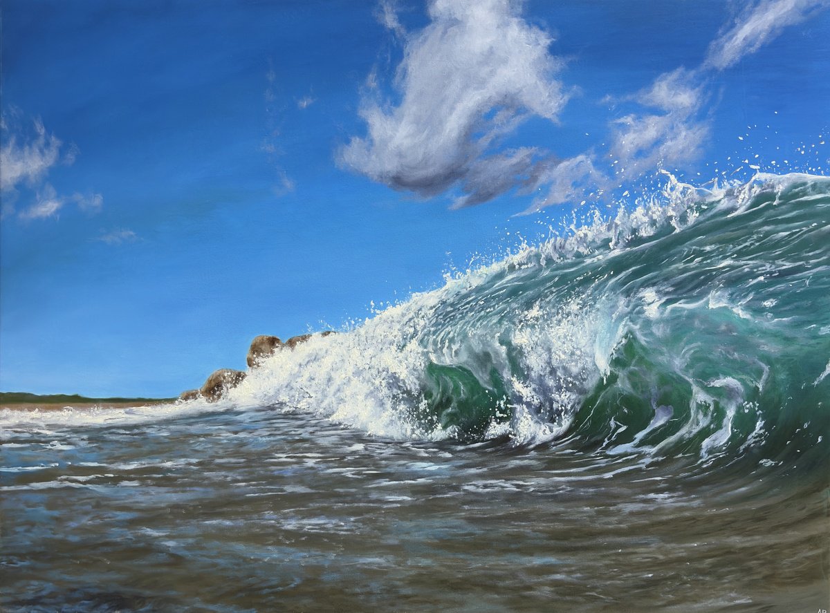 Photorealistic Oil Painting , - By The Ocean Shore - ? By Alena Panchishin, 31 X 24, Artwork For Sale On Artfinder