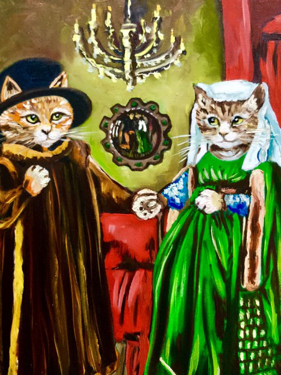 The Arnolfini Marriage. FELINE ART. MODERN URBAN ART OFFICE ART DECOR HOME DECOR