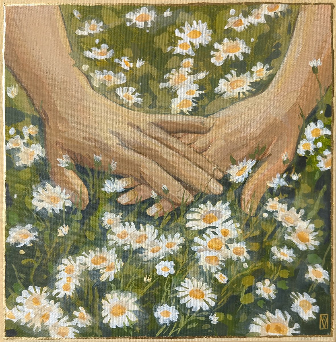 Impressionistic Portrait Acrylic Painting By Olha Vlasova, 12 X 12", Touch Of Souls, Original Artwork