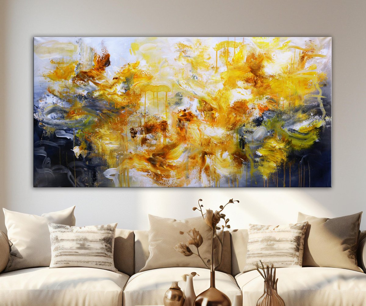 Abstract Acrylic Painting By Andrada Anghel, 60 X 30, Whispers Of The Forest, Original Artwork