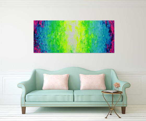 YGBM - 200X80 cm Large Colorful Palette Knife Relief Abstract Painting