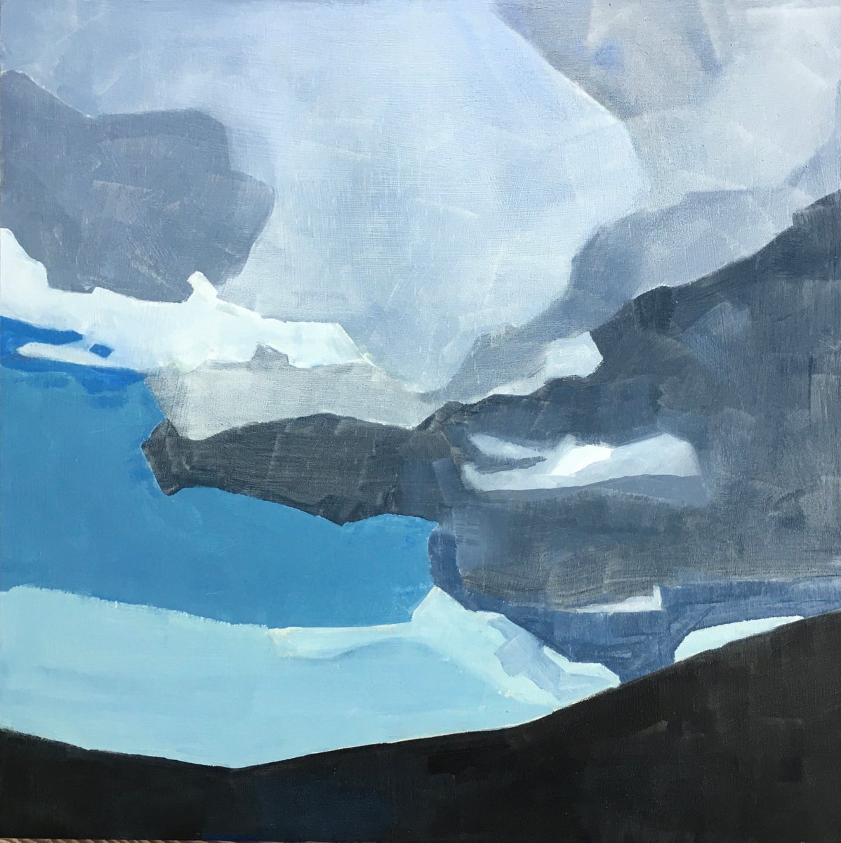 Abstract Landscape Oil Painting By Lizzie Butler, 12 X 12", Unsettled Weather, Original Artwork