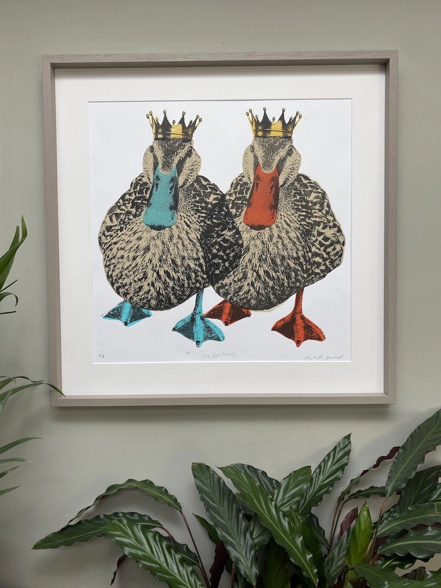 Urban And Pop Animal Screenprint By Charlotte Gerrard, 20 X 20, The Fat Princes, Original Artwork