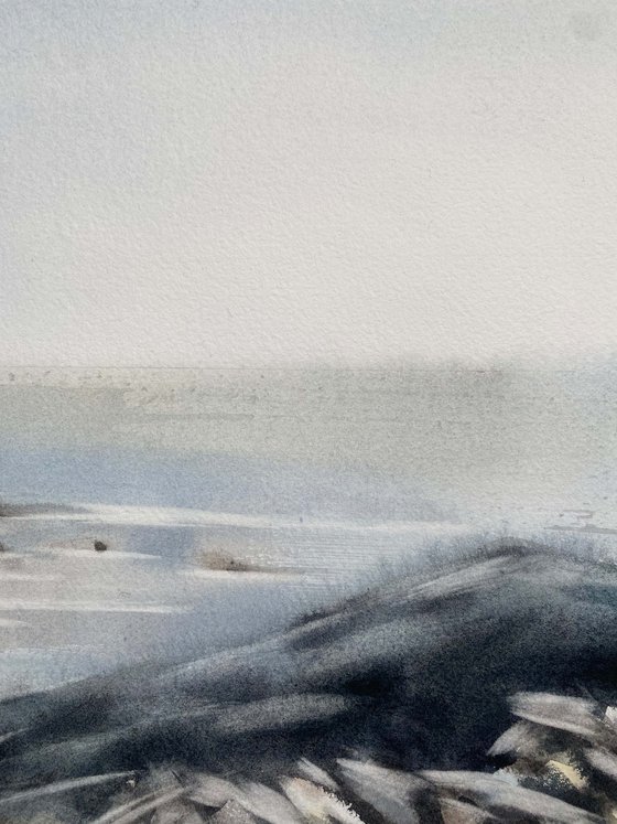 North sea. Scotland. One of a kind, original painting, handmad work, gift, watercolour art.