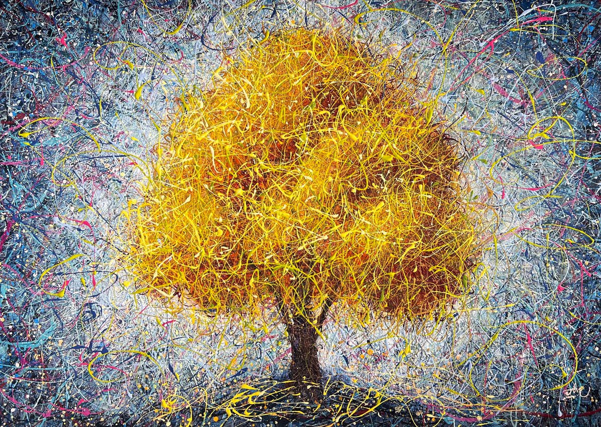 Impressionistic Botanical Acrylic Painting By Nadiia Antoniuk, 61 X 46", The Dance Of Light, Original Artwork