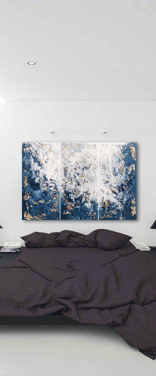 150x100cm. / Abstract triptych / Abstract 2281 by Alex Senchenko