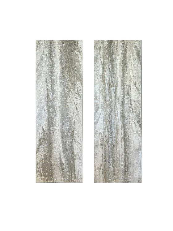 Voile — Neutral Abstract Diptych