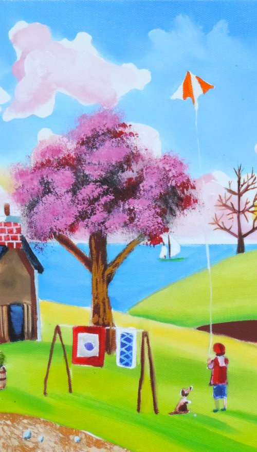 Flying a kite by Gordon Bruce