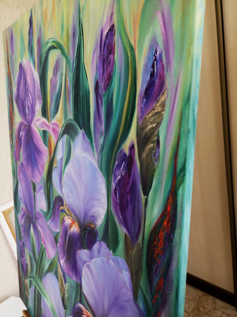 Iris Study on paper, 9x12 Oil Sticks – Melissa Fine Art