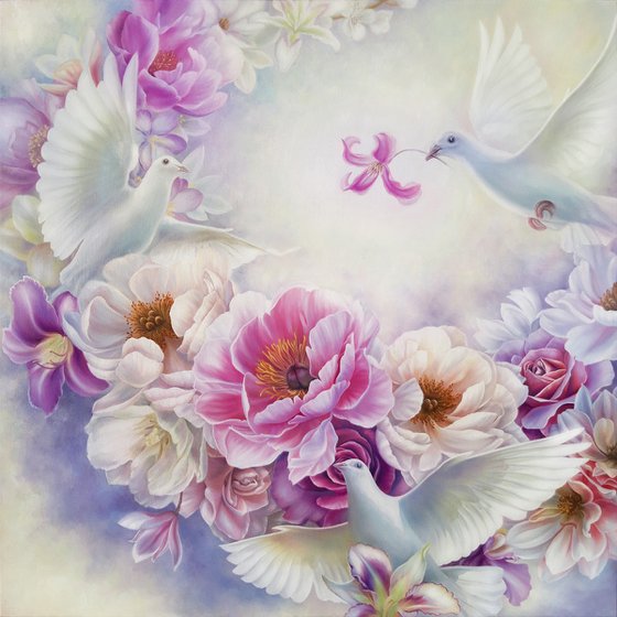 "Floral dance", flowers with birds