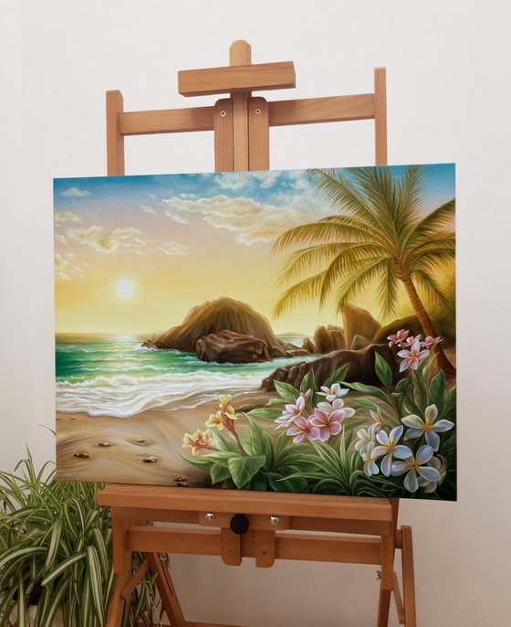 "Evening in paradise", tropical landscape